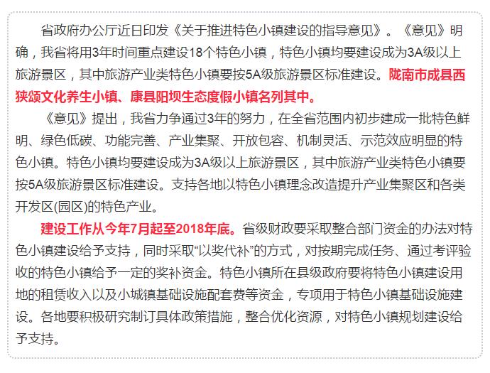 甘肅計(jì)劃3年建18個(gè)特色小鎮(zhèn)，看看隴南有幾個(gè)~